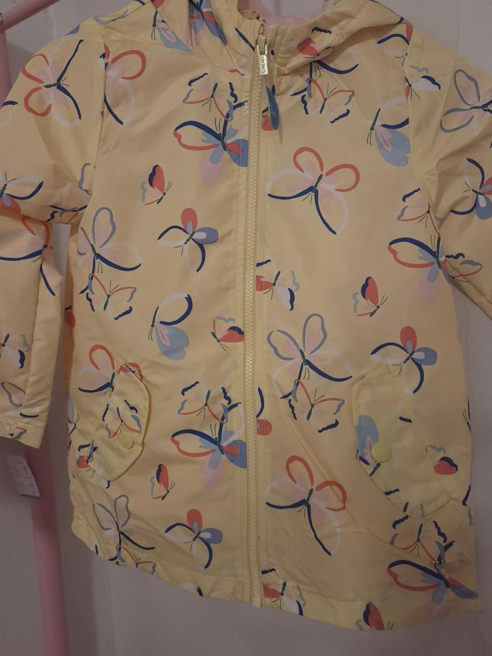 Carter's Yellow Hooded Raincoat with Multicolor Butterfly Print